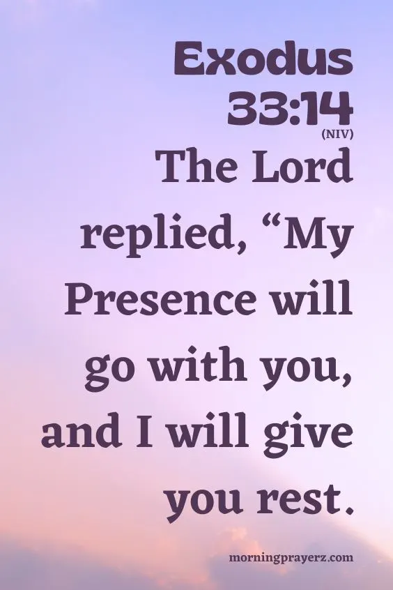about every detail of your life. God&rsquo;s presence alone can bring you peace. The Lord replied, &ldquo;My Presence will go with you, and I will give you rest.&rdquo; Exodus 33:14 (NIV)