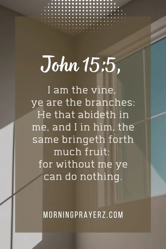 John 15:5, “I am the vine, ye are the branches: He that abideth in me, and I in him, the same bringeth forth much fruit: for without me ye can do nothing.”