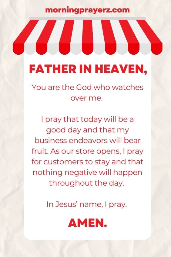 Morning Prayer For Store Opening