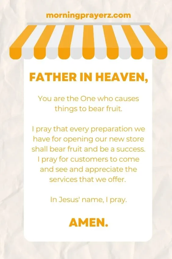 Morning Prayer For Store Opening
