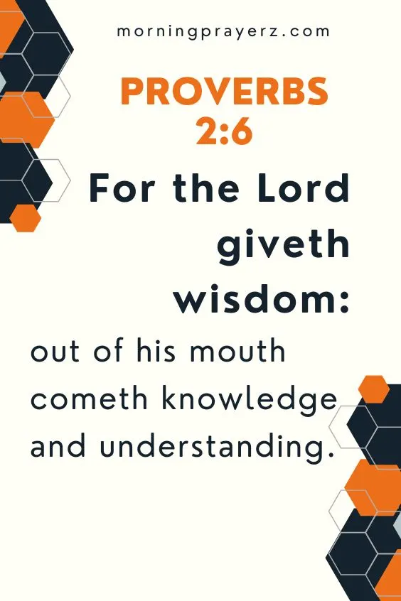 Proverbs 2:6For the Lord giveth wisdom: out of his mouth cometh knowledge and understanding.