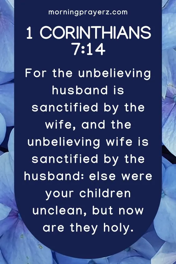 For the unbelieving husband is sanctified by the wife, and the unbelieving wife is sanctified by the husband: else were your children unclean, but now are they holy.