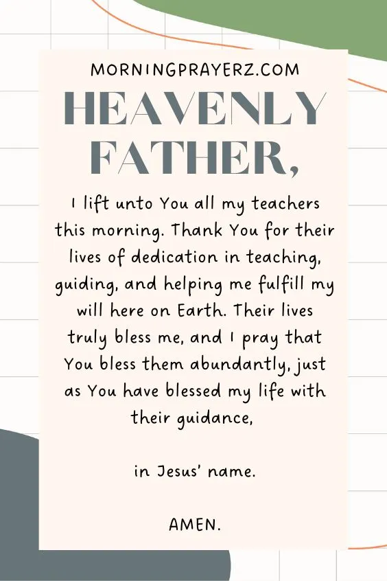 Morning Prayer for Gratitude for Teachers