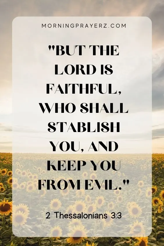 But the Lord is faithful, who shall stablish you, and keep you from evil. 2 Thessalonians 3:3
