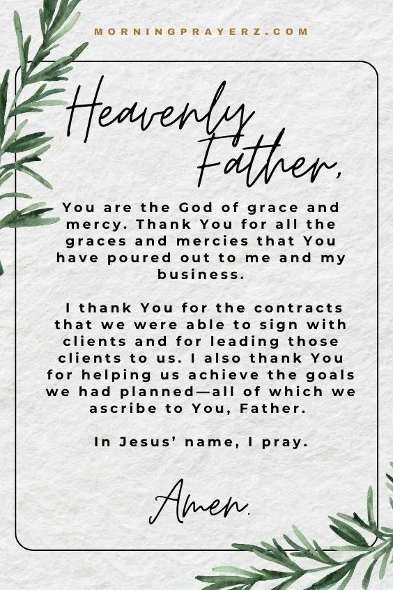 Sunday Morning Prayer For Business