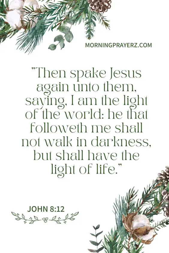 Then spake Jesus again unto them, saying, I am the light of the world: he that followeth me shall not walk in darkness, but shall have the light of life. John 8:12