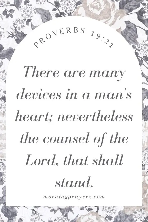 There are many devices in a man's heart; nevertheless the counsel of the Lord, that shall stand. Proverbs 19:21