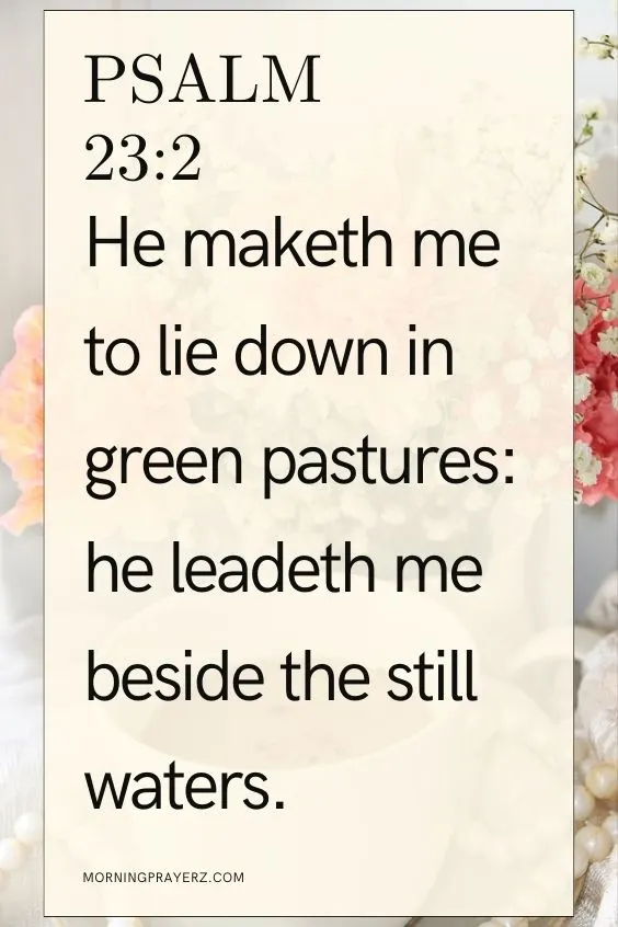 He maketh me to lie down in green pastures: he leadeth me beside the still waters.