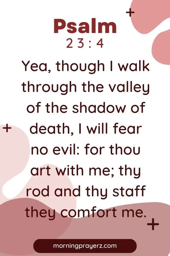 &ldquo;Yea, though I walk through the valley of the shadow of death, I will fear no evil: for thou art with me; thy rod and thy staff they comfort me.&rdquo; 