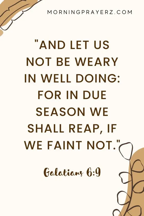 And let us not be weary in well doing: for in due season we shall reap, if we faint not. Galatians 6:9