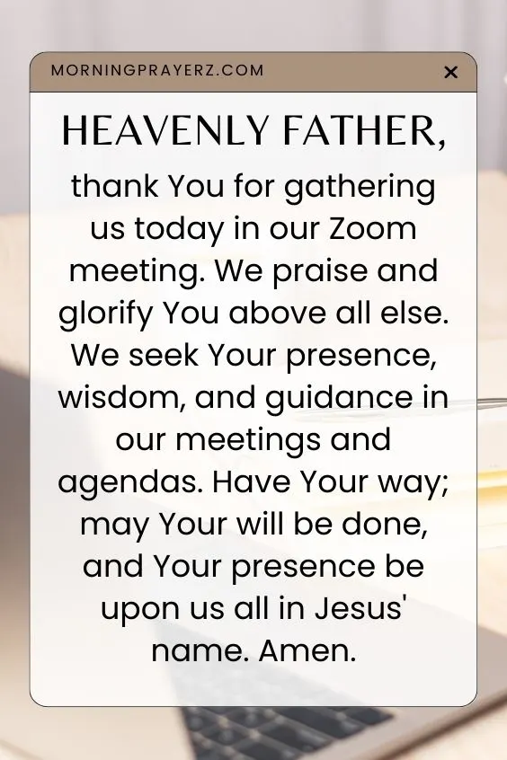 Morning Prayer of Gratitude for a Zoom Meeting