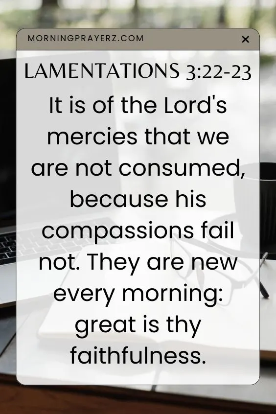 It is of the Lord's mercies that we are not consumed, because his compassions fail not. They are new every morning: great is thy faithfulness.