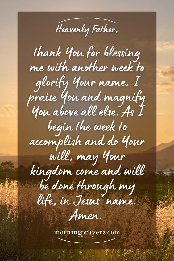 Morning Prayer For Gratitude For A New Week