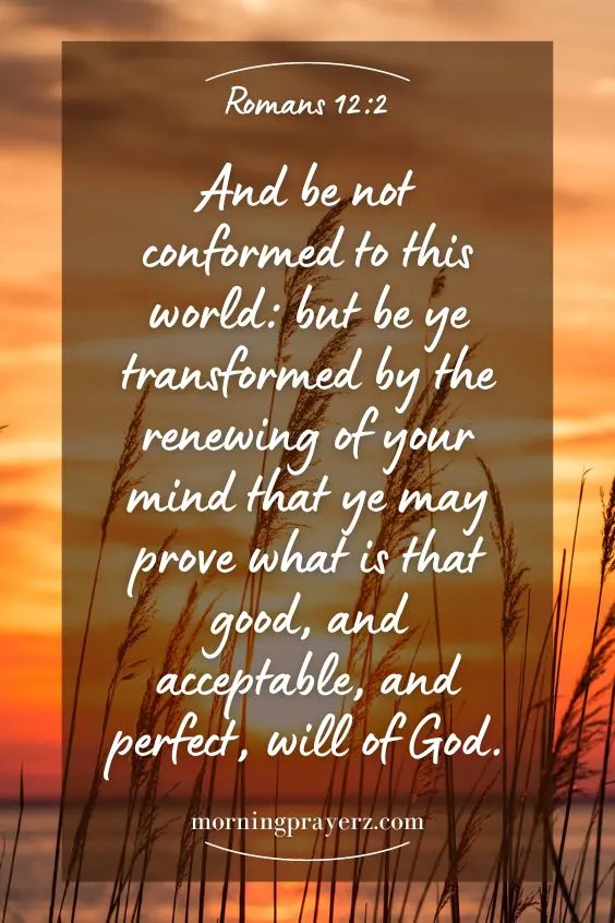 Romans 12:2 says, “And be not conformed to this world: but be ye transformed by the renewing of your mind that ye may prove what is that good, and acceptable, and perfect, will of God.