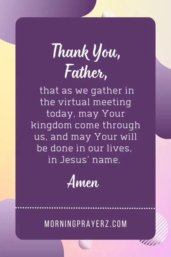 Morning Prayer For Gratitude For Virtual Meeting