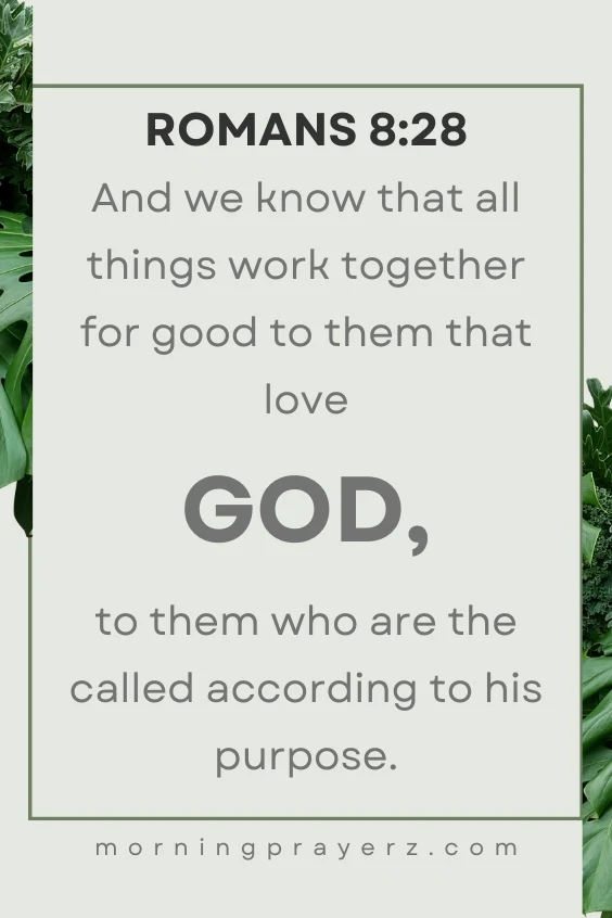 And we know that all things work together for good to them that love God, to them who are the called according to his purpose.