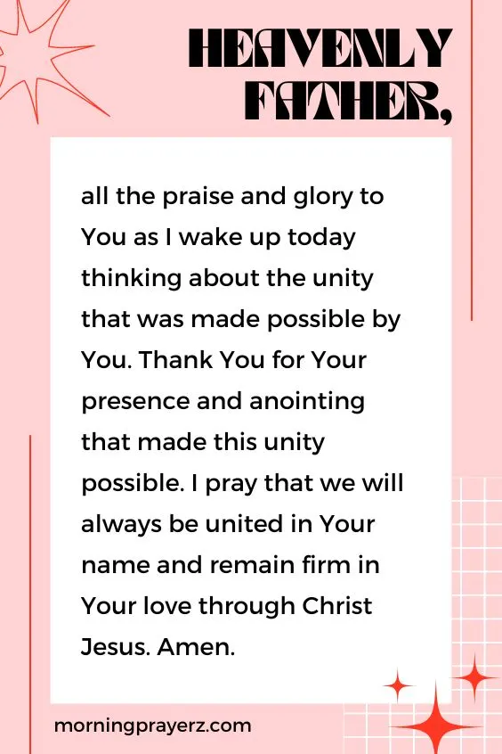 Morning Prayer for Gratitude for Unity
