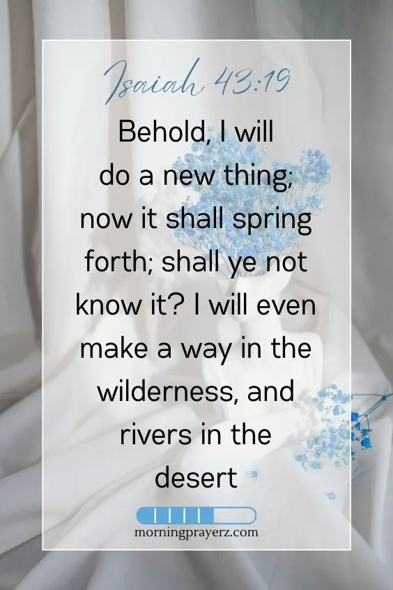 "Behold, I will do a new thing; now it shall spring forth; shall ye not know it? I will even make a way in the wilderness, and rivers in the desert" - Isaiah 43:19