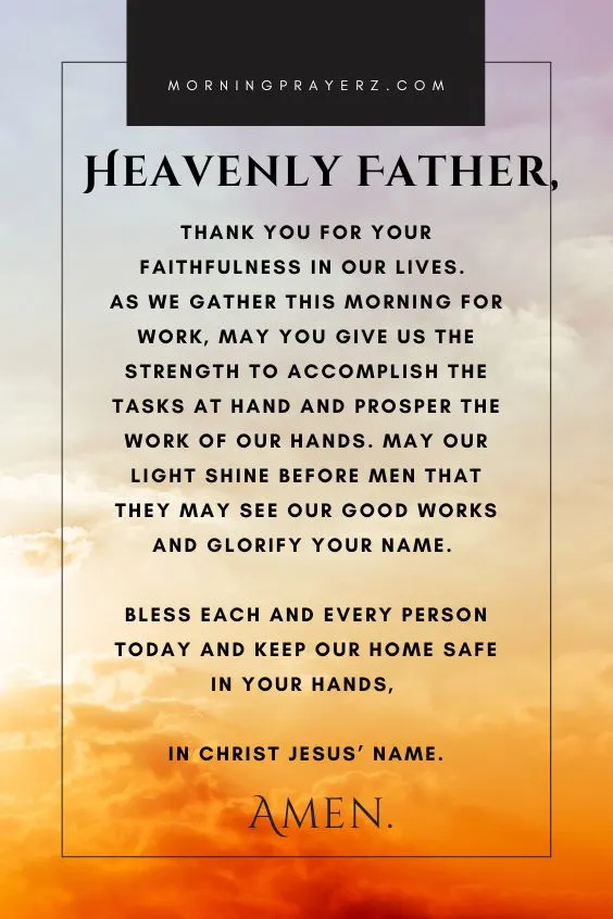 Morning Prayer for Financial Breakthrough for the Company
