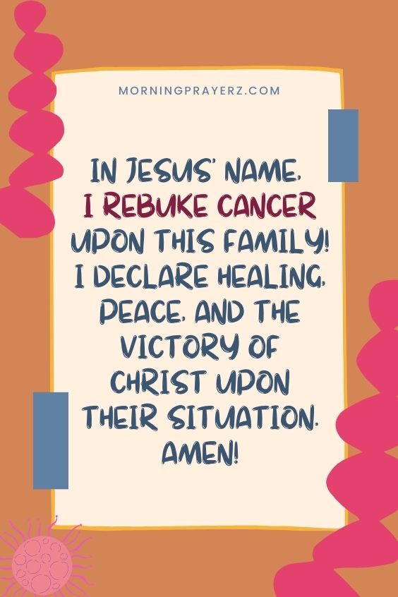 In Jesus' name, I rebuke cancer upon this family! I declare healing, peace, and the victory of Christ upon their situation. Amen!