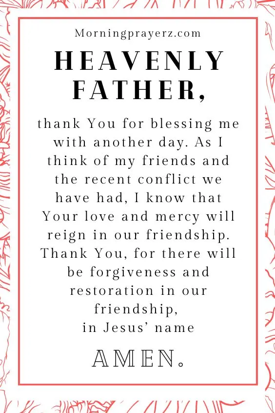 Morning Prayer for Forgiveness in Friendship