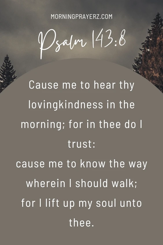 Cause me to hear thy lovingkindness in the morning; for in thee do I trust: cause me to know the way wherein I should walk; for I lift up my soul unto thee.