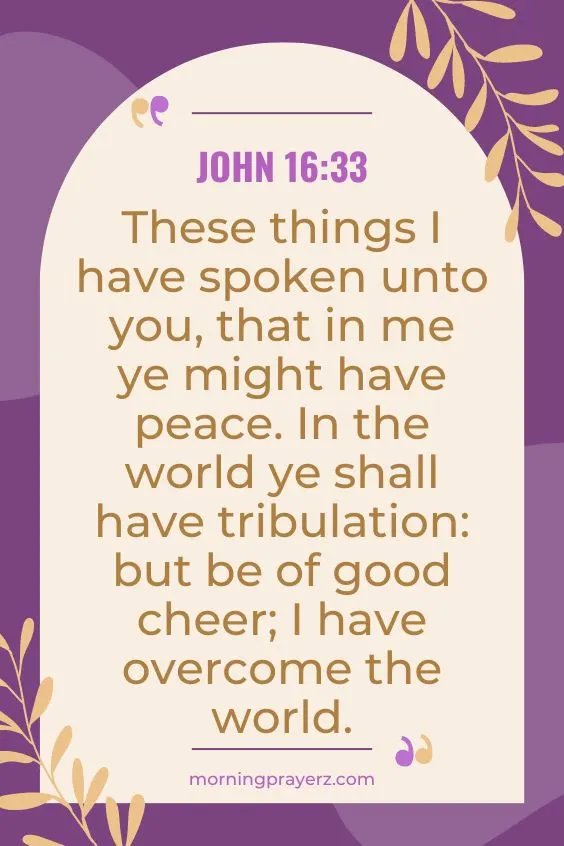 These things I have spoken unto you, that in me ye might have peace. In the world ye shall have tribulation: but be of good cheer; I have overcome the world.