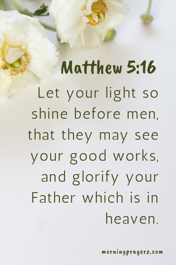 Let your light so shine before men, that they may see your good works, and glorify your Father which is in heaven” - Matthew 5:16