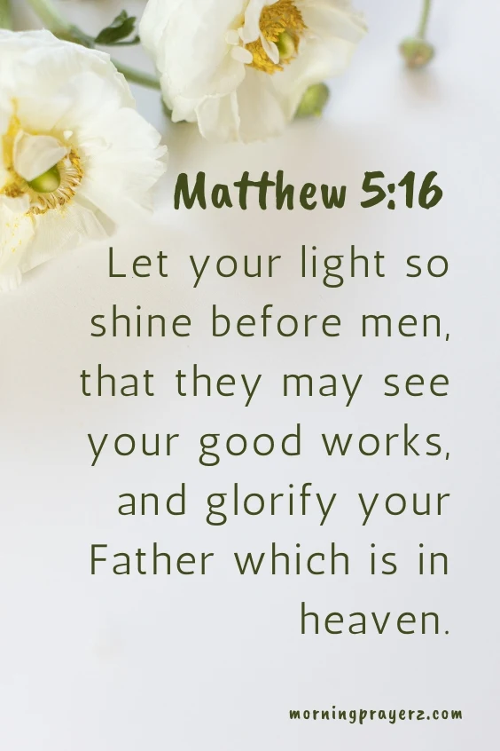 Let your light so shine before men, that they may see your good works, and glorify your Father which is in heaven” - Matthew 5:16