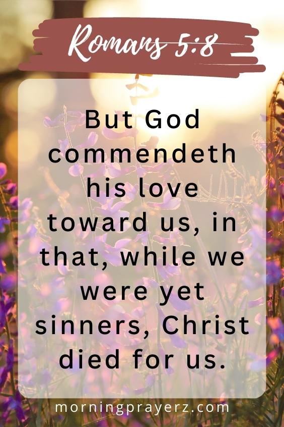 But God commendeth his love toward us, in that, while we were yet sinners, Christ died for us. Romans 5:8)