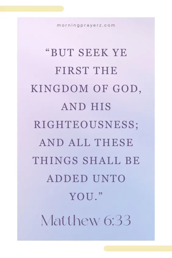 &ldquo;But seek ye first the kingdom of God, and his righteousness; and all these things shall be added unto you.&rdquo; 