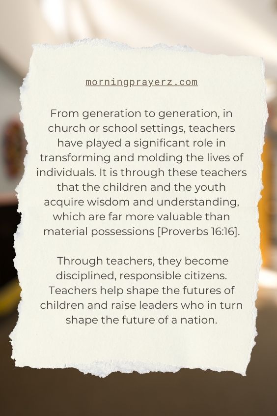 Morning Prayer for School Teachers