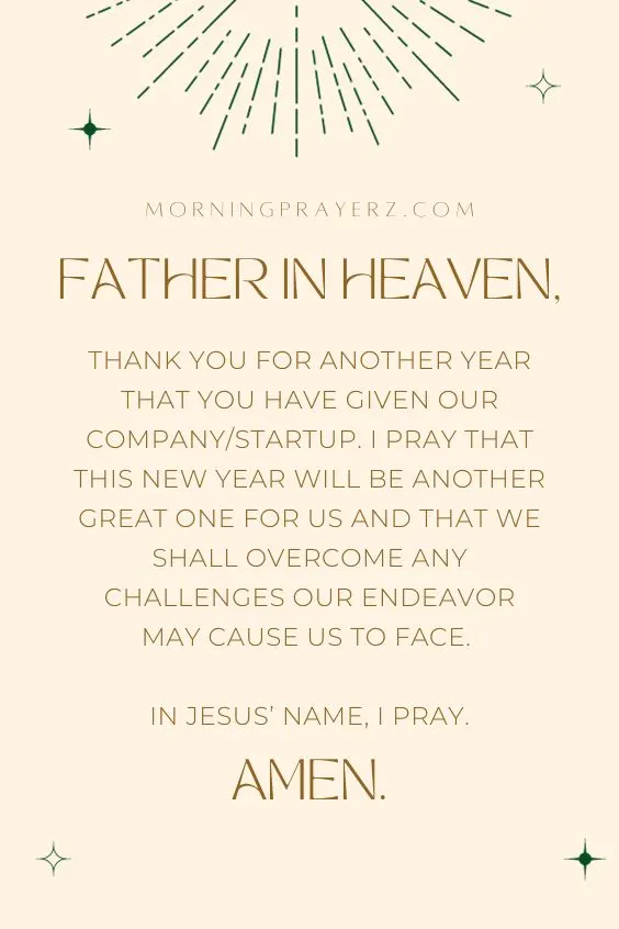 Morning prayer for Entrepreneur's new year