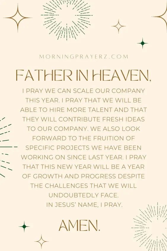 Morning prayer for Entrepreneur's new year